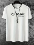 Chicago Print Men's Casual Sports Short Sleeve Crew Neck T-Shirt Summer Outdoor