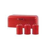 Smte Upstairs Homeware Retro Bread Bin & Canister Set Set Of 4 Red With Keychain