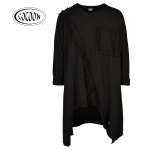 Cocoon Raw-edge 2 Textured Asymetric Tunic - Black L xl