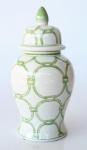 White & Green Circles Temple Jar 35X17CM