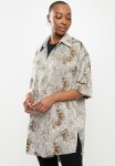 Snakeskin Oversized Shirt - White & Brown