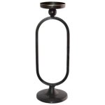 Oval Black Metal Candle Holder 35CM