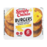Simply Chicken Frozen Crumbed Chicken Burgers With Cheese 6 Pack