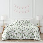 Sweet Jojo Designs Pink And Green Boho Watercolor Cactus Floral Girl Full queen Kid Childrens Bedding Comforter Set - 3 Pieces