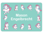 Ice Cream Tub School Label : Teal Unicorns Theme