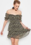 Black Floral Skirt Flounce Skater waist Opening Chiffon MINI Lined Wov
