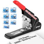 Afmat Heavy Duty Stapler 210 Sheet Staplers For Desk With 7000 Staples Jam-free 50000+ Uses 60% Reduced Effort Easy Reload Adjus