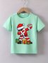 Kids' Summer Short Sleeve Santa Claus Print T-Shirt Polyester Spandex Blend Casual Crew Neck Cartoon Graphic Tee Regular Fit Knit Fabric Top For Children