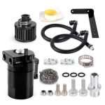 Muge Racing Baffled Oil Catch Can 400ML Universal Oil Catch Can Kit With Breather Filter & Stainless Steel Wool Installation Acc