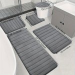 Luxury 5PCS Memory Foam Bathroom Rug Set - Ultra Absorbent Non-slip Plush Mats For Sink Bathtub Shower Toilet - Machine Washable