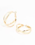 Goldair Gold Mixed Texture Crossover Hoop Earrings