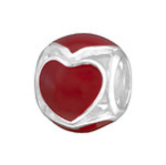 A19-C17097 - 925 Sterling Silver Heart European Charm Bead