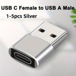 1PC-5PCS Silvery Charging Adapter For Iphone 14 13 12 11 Pro Max USB Type-c Adapter Type C Usb-c Converter USB To Type C Otg