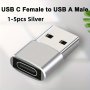 1PC-5PCS Silvery Charging Adapter For Iphone 14 13 12 11 Pro Max USB Type-c Adapter Type C Usb-c Converter USB To Type C Otg Adapter Cable