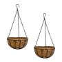 2 Pieces Metal Hanging Planter Basket With Coconut Liner Wire Plant Holder