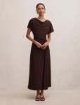 Tahnee Petite Ruched Waist Midi Dress - 16 Chocolate Freckle