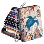 Mayski Credit Card Holder Zipper Credit Card Wallet For Women Small Accordion Card Cases Holder Keychain Wallet Business Card Ho