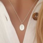 Farah 925 Sterling Silver Flower Necklace 10X17MM 45CM Chain