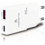 Volkano Mighty Series 20W Dual Usb-a & Usb-c Gan Wall Charger VK-8063-WT