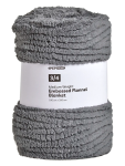 Grey Embossed Flannel Blanket - 180 X 200 Cm Charcoal