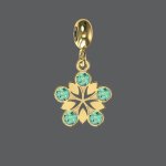 Gold Peridot Crystal Flower Charm