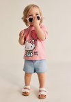Printed Cotton Jersey T-Shirt - Pink & Hello Kitty