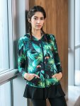 Leaf Printed Women's Yoga Outerwear Long Sleeve Hoodie Slim Slim Fit Summer Quick Dry Running Wear Gym Clothes Hoodie