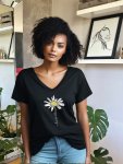 Wild Daisy Oversized Tee - Black - Medium
