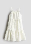 Jacquard-weave Tiered Dress - Natural White