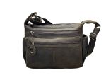 Vintage Crazy Horse Leather Multipocket Bag- Grey