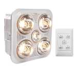 Eurolux Bathroom Sqwuare 3 In 1 White Heater Light & Extractor - C86W