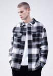 Loose Fit Twill Overshirt - Black & White Checked