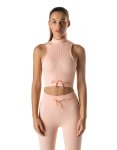 Ribbed Statement Racer Back Top - Salmon - Small