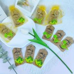 30PCS Dinosaur Keychains Party Favors Set Including 10 Dinosaur Key Chains 10 Golden Organza Bags 10 Thank You Kaf Tags For Part