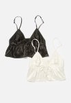 Cotton On Satin Longline Bralette 2PK - Washed Black french Vanilla