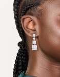 Silver Cubic Zirconia Square Drop Earrings