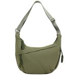 Crescent Shoulder Bag Nylon Crossbody Bag For Women Nylon Hobo Bags Slouchy Sling Purse Dumpling Bags Armygreen S