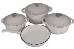 7PCS White Authentic Cast Iron Cookware Set