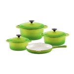 Smte Totally Home Cast Iron 7 Piece Cookware Set Green With Keychain