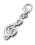 C584-C12354 - 925 Sterling Silver Treble Clef Music Note Dangle Charm