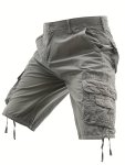 Men's Casual Solid Cotton Cargo Shorts With Side Pockets For Summer Outdoor Leisure And Work
