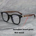 Retro Classic Square Plano Glasses With Imitation Wood Grain Temples For Men Women Students Casual School Business Supply Photo