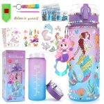 Perryhome Decorate Your Own Mermaid Water Bottle Kits For Girls Mermaid Toys For Girls Age 4-10 Painting Crafts Kit Fun Arts Kit