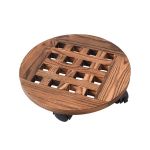 30CM Wooden Mobile Plant Tray With 4 Wheels