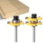 2PCS Premium Tongue & Router Bit Set - Adjustable Shank High Precision For Soft & Hard Woods Mdf Plywood - Versatile Woodworking
