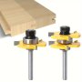 2PCS Premium Tongue & Router Bit Set - Adjustable Shank High Precision For Soft & Hard Woods Mdf Plywood - Versatile Woodworking Tools