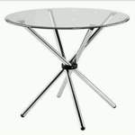 Smte 80CM Round Glass Table -silver Legs With Keychain
