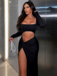 Black Long Sleeve Cut Out Dress - Large