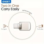 Eaget Dual USB 3.2 Flash Drive 128GB/64GB/32GB - Type C And USB A Portable Thumb Drive - High Speed USB C Otg Flash Memory