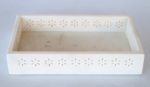 White Marble Tray Daisy Design 15X5CM